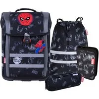 McNeill Schulranzen Perfecto Spider-Man 5tlg. Disney Schulranzen ergonomisch ClickFlex (Spar-Set, Sportbeutel, Magnet & Anhänger, Schlampermappe, Federmappen befüllt), ClickFlex Rückensystem, mitwachsend, ergonomisch