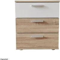 HTI-Living Nachtschrank Nachtkommode 3 Schubladen Nina Sonoma Weiß (Stück, 1-St., 1 Nachtschrank) Nachtschrank Nachttisch