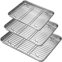 Youyijia Backblech 3er Set Edelstahl Backblech mit Rost Backofenblech