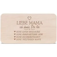 GRAVURZEILE Schneidebrett - Danke für alles Mama - Frühstücksbrettchen - Zum Muttertag, Buchenholz, Geschenkidee für Mama