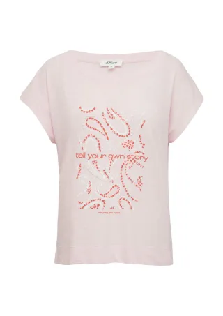 s.Oliver Red Label - T-Shirt im Relaxed Fit mit Artwork pink - Gr. - 42