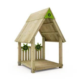 Öffentliches Spielhaus PRO Riva für Spielplätze - Massives Holz Spielgerät mit 11x11 cm Pfosten - Inklusive Holzboden und Steuerrädern - Wickey