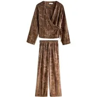 Next Pyjama Langärmeliger Samt-Pyjama in Wickeloptik (2 tlg)