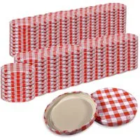 Oputec Einmachglas 200x Schraubdeckel TO 82 rot-weiß – Twist Off Ersatz für Einmachgläser, Metall, (Maxi-Spar-Set, 200 x Ersatzdeckel)