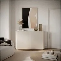 Selsey Sideboard LUVIO, 2-türig mit 6 Fächern, Kaschmirgrau, matt, abgerundete Kanten, 140 cm