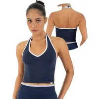 Smilodox Sport-BH Theda, Sport Top Damen Shaped Fit, Seamless, Gym & Freizeit Halterneck, V-Ausschnitt, Seamless, Stretch, Kontrastdetails