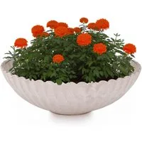matches21 HOME & HOBBY Blumentopf Runde Pflanz-Schale gewellt für draussen sand beige marmoriert 22 cm (1 St), Wetterfeste Blumen-Schale als moderne Outdoor Gartendeko Grabschmuck