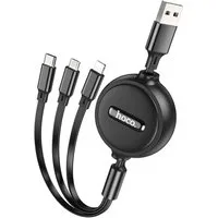 hoco. X75 Storage double-pull Smartphone-Kabel, USB-C, micro-USB, Lightning, USB Typ A (100 cm), 3in1 USB Multi Handy Schnell Ladekabel micro USB Type C Kabel Typ C