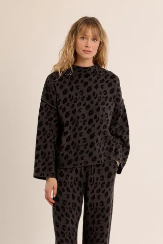 molly bracken - Strickpullover Animalprint braun/grau - Gr. - S