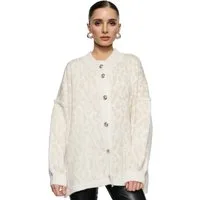 Worldclassca Cardigan WORLDCLASSCA Damen Cardigan Oversize Strickjacke Knöpfen Leopard Look Neue Kollektion - Stilvolle und gemütliche Strickmode für Damen