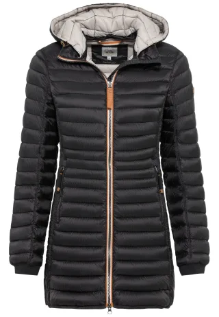 camel active - Lange Steppjacke mit abnehmbarer Kapuze black - Gr. - 40