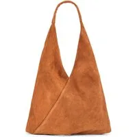 Caspar Schultertasche große Damen Wildleder Hobo Handtasche - PREMIUM LINE - Modell No.863, 100% italienisches Wildleder, samtig weich, angenehmer Tragekomfort