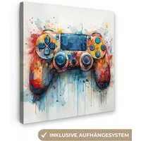 OneMillionCanvasses® Leinwandbild Kinder- en tiener kamer - Gaming - Game controller, Fotodruck (1 St), Wandbild, Deko Schlafzimmer Wohnzimmer Flur 20x20 cm