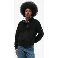 Superdry Fleecepullover SUPER SOFT HENLEY mit Markenlabel, aus Polyester und Fleece, pflegeleicht