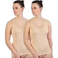 Toker Collection® Unterhemd Damen Unterhemd mit extra breiter Spitze 2 Stück (Packung, 2er Pack) exklusive Spitzen