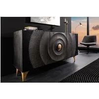riess-ambiente Sideboard GOLDEN SUNSET 140cm schwarz/gold - Massivholz, 3D-Front, Soft-Close (Einzelartikel, 1 St), handgefertigt mit viel Stauraum – ideal für Wohnzimmer & Esszimmer