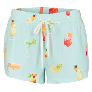 PJ Salvage - "Let´s Drink About It" Lounge-Shorts für Damen (Aquablau/Bunt)