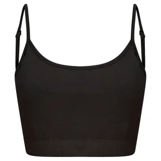 SF Women - Trägerhemd für Damen, kurz geschnitten, Nachhaltig (Schwarz)
