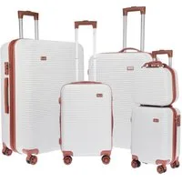Weissmantel Kofferset 5er Koffer Set Hartschalenkoffer Kofferset XL Bordgepäck Handgepäck, (Suitcase 5 teilig Rollkoffer), Mit Dehnfalte / Dehnfuge erhöht das Volumen der Koffer um 15 Prozent