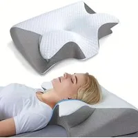 Kityhome Kopfkissen Orthopädisches Nackenkissen Memory Foam – 2 Höhen, waschbarer Bezug, Füllung: 100% Memory Foam, Set, Nackenkissen*1, waschbarer Bezug*1, Nackenstützkissen, Komfort, Atmungsaktiv
