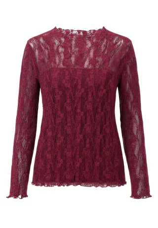 bianca - Spitzen-Langarmshirt rot - Gr. - 36