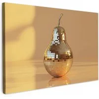 OneMillionCanvasses® Leinwandbild Gold - Disco - Glitzer - Birne, Fotodruck (1 St), Küchenbilder Modern, Deko Bilder für die Küche 30x20 cm
