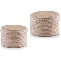 Zeller Present Deckel Korb-Set m., 2-tlg., rund, natur