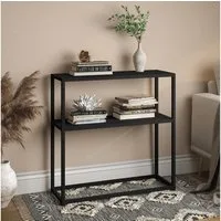 skølm Konsolentisch Skadi mit 2 Ablageflächen (schwarz, Metallregal, bis 20kg belastbar), Konsolentisch, höhenverstellbare Füße, 80x28x80 cm