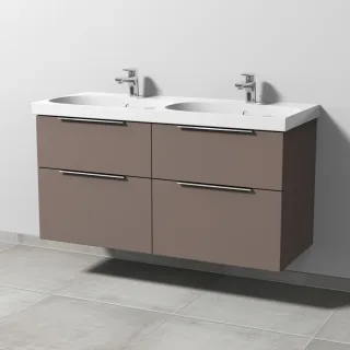 Sanipa 3way Waschtischunterbau zu Geberit Acanto Waschtisch mit 4 Auszügen, Taupe-Matt UP4201T