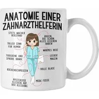 Tasse Trendation - Zahnarzthelferin Tasse Geschenk Lustig Zahnarzt Damen Kollegin Geschenkidee Zahnmedizinische Fachangestellte Anatomie Zahnmedizin