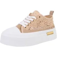 Ital-Design Damen Low-Top Freizeit Sneaker (88828263) Flach Sneakers Low in Hellbraun