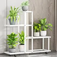 GarveeMore Blumenständer Pflanzenständer Blumenständer Schmiedeeisen Rack Organizer mit Rädern, Ecke mehrere Pflanzer Veranstalter Für Zimmer Ecke Balkon GartenTerras