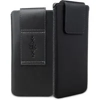XiRRiX Smartphonetasche Handytasche Gürtel - Smartphone Tasche Gürteltasche – Handy Holster (Vertikal Handytasche schwarz, aus echtem Leder), kompatibel mit iPhone