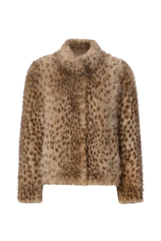 Rich & Royal - Marbled Faux Fur Jacket caffee latte - Gr. - 38