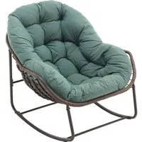 LVHOM Schaukelstuhl mit gepolstertem Kissen, Rattanstuhl mit Stahlrahmen, Lounge Sessel (Großformat B110.5xT94.5xH80cm,160kg Tragfähigkeit,Dicke Kissen, MEHRE FARBEN MEHRE OPTIONEN! Schaukelsessel umhüllendem Sitzgefühl & hoher Armlehne, 1 St), Balko