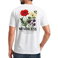 Neverless Print-Shirt Herren T-Shirt Backprint - Design Wildflowers - Baumwollshirt Männer mit Print