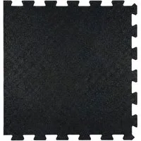 Floordirekt Sportmatte Gummi Steckmatte mit V-Interlocking-System für Fitnessgeräte, Erweiterbares Stecksystem, Geräuschreduzierend