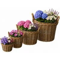 Van der Leeden Blumentopf Weidenkörbe Rattan Natur 4 Tlg. Set (Set, 4 St., Packung), Rattankorb, Indoor & Outdoor, 4 Größen, mit Innenfolie, Handarbeit
