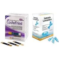 CodeFree Blutzucker-Teststreifen 100 Stk. + Blutlanzetten 50 Stk., 28 G, Vorteilspack - Sparpack, 1-tlg.