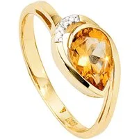 JOBO Diamantring, 585 Gold mit Citrin und 4 Diamanten