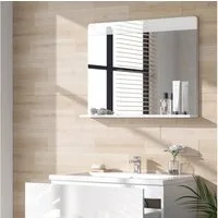 Vicco Badspiegel Izan, Weiß Hochglanz, 80.1 x 62 cm mit Regal (1-St)