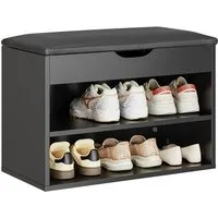 SoBuy Schuhbank FSR25, Schuhregal mit gepolstertem Kissen, Schuhorganizer, Sitzbank mit Stauraum Schuhregal Schuhtruhe mit Sitzfläche
