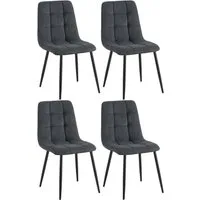 TPFLiving Esszimmerstuhl hochwertiger Besucherstuhl in modernem Design (Küchenstuhl - Esstischstuhl - Wohnzimmerstuhl - Polsterstuhl, 4 St), Gestell: Metall schwarz - Sitzfläche: Cord schwarz