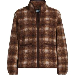 Bouclé-Fleecejacke Gemustert in Plus-Größe, Damen, size: plus, Braun, Polyester, by Lands' End