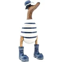 dekotrend.gallery Tierfigur Deko Ente Holz Laufente Stiefel Badeanzug Vogel Figur Skulptur Objekt, Gans Tier Vogelfigur Gartenfigur Dekofigur Dekoskulptur Dekoobjekt