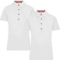 James & Nicholson Poloshirt Doppelpack Tailliertes Damen Trachtenpoloshirt JN715 (Doppelpack, 2er-Pack) Karobesatz in Kragensteg, Knopfleiste innen und Seitenschlitzen