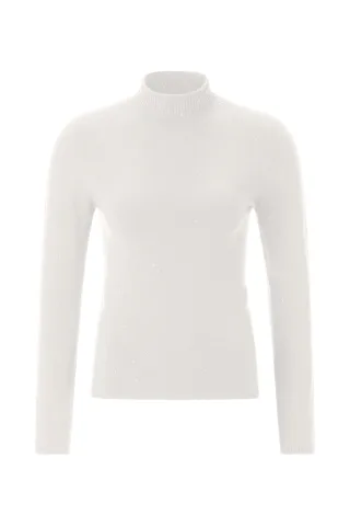 Rich & Royal - Mini Sequin Turtle Neck pearl white - Gr. - M