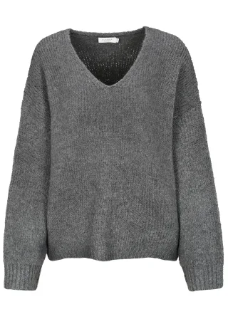 CLARINA - V-Pullover, 1/1 Arm, uni flanell mel. - Gr. - 40