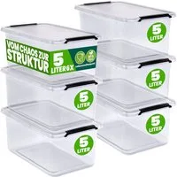 Deuba Aufbewahrungsbox, 5L Deckel Kunststoff Organizer Ordnungsboxen BPA frei stapelbar Küche