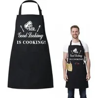 FOUORTUNATE-BEE Kochschürze Schwarze Kochschürze Herren Grillschürze Papa Küchenschürze, Grillschürze für BBQ, Küche, Vatertag und Gartenparty Geschenk